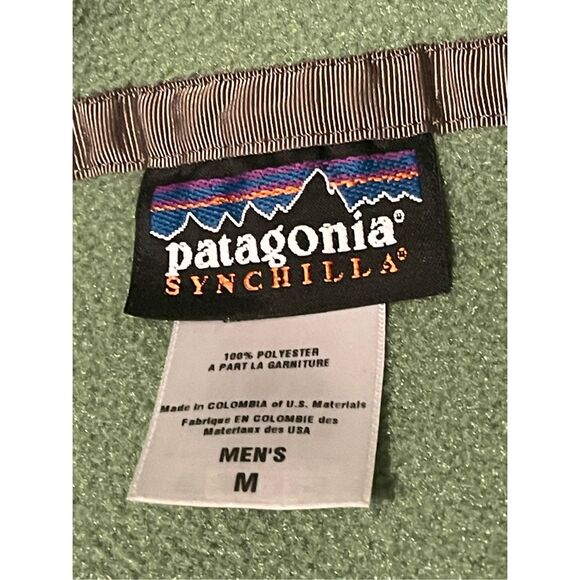 Men’s Green Patagonia Synchilla Snap T Fleece Pullover Green Sweater Sz M - Picture 6 of 10